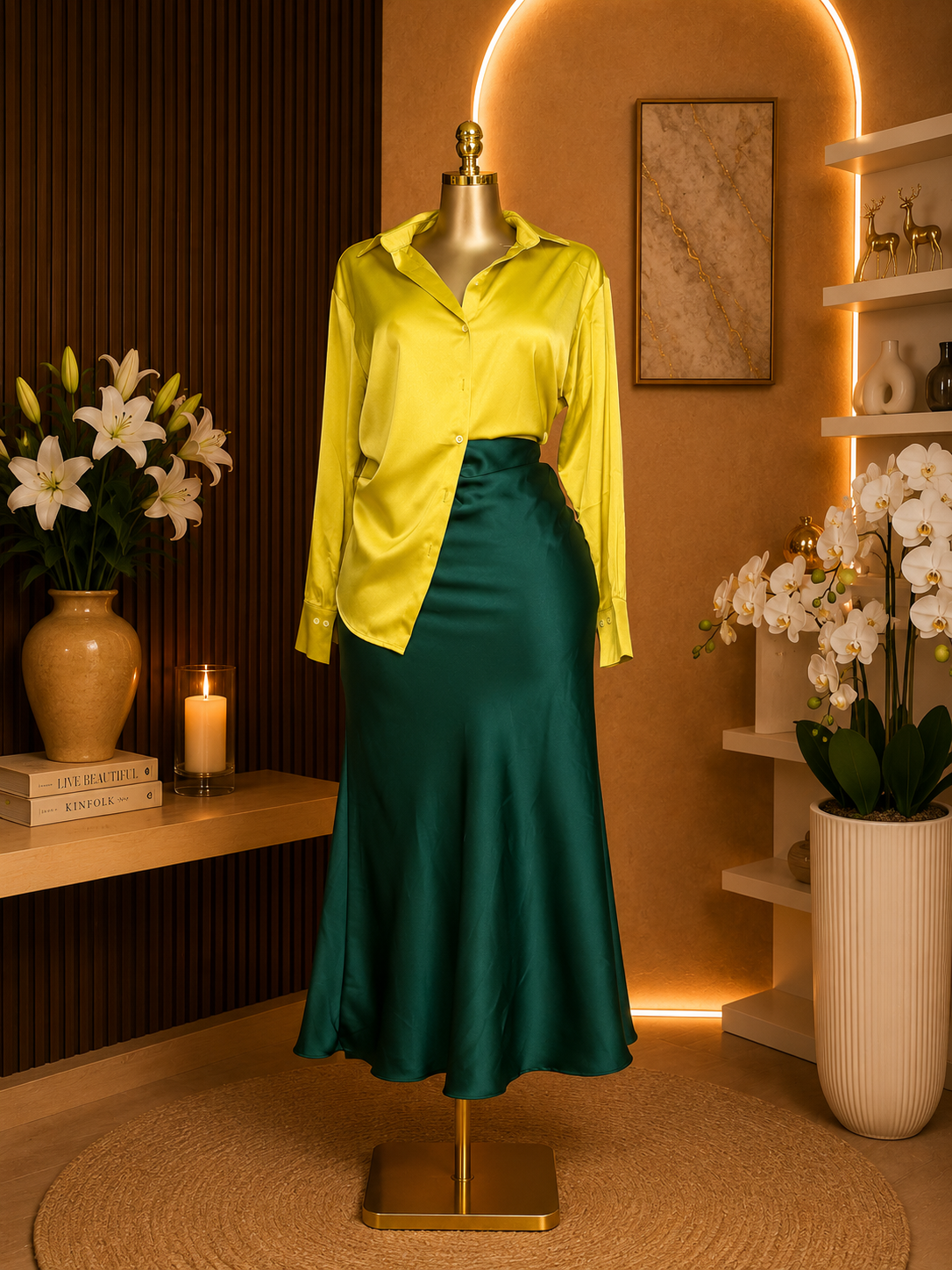 SATIN BLOUSE & MERMAID SKIRT SET