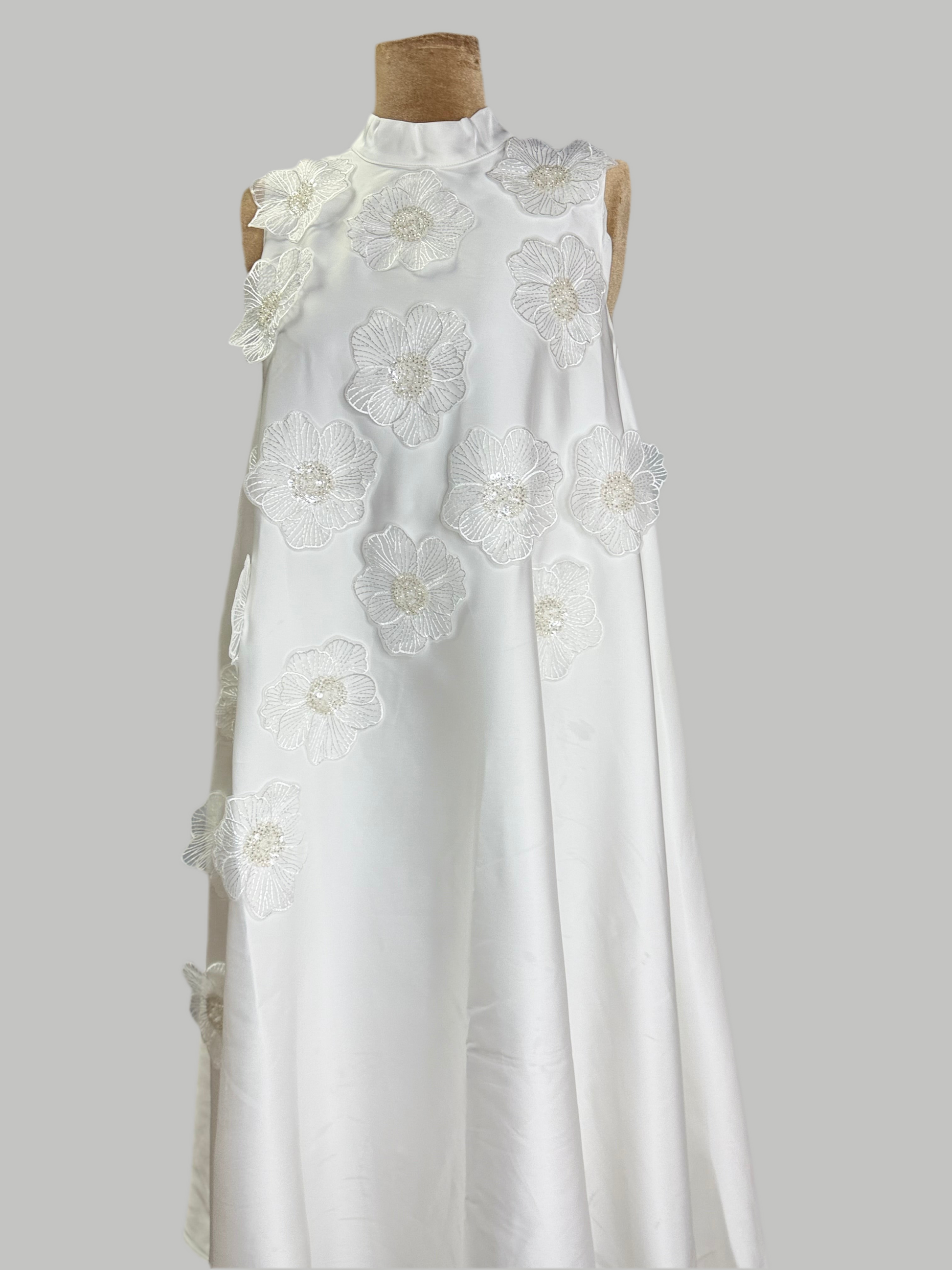 Flowery White Long Dress