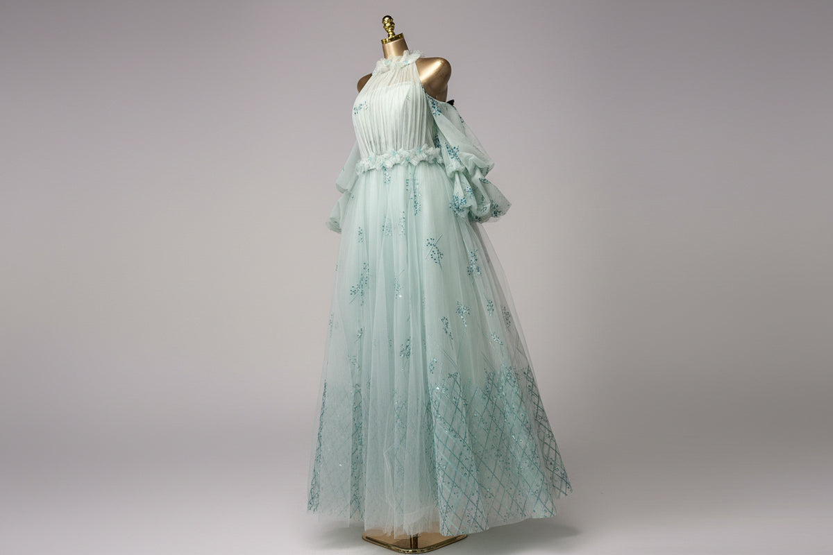 Green Off-Shoulder Evening Dress – green off-shoulder evening dress, view 2 of 4