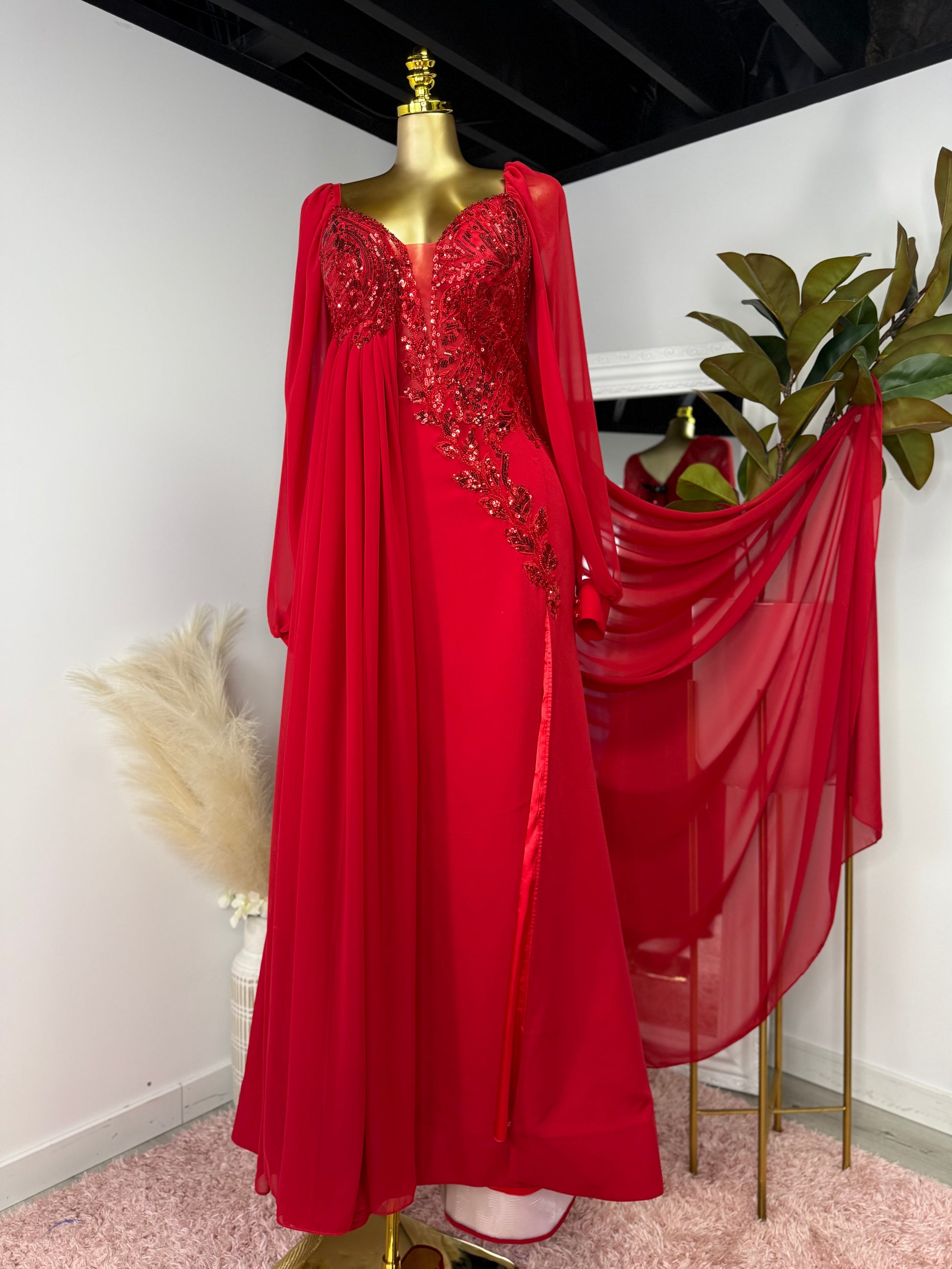 Red Drape Dress