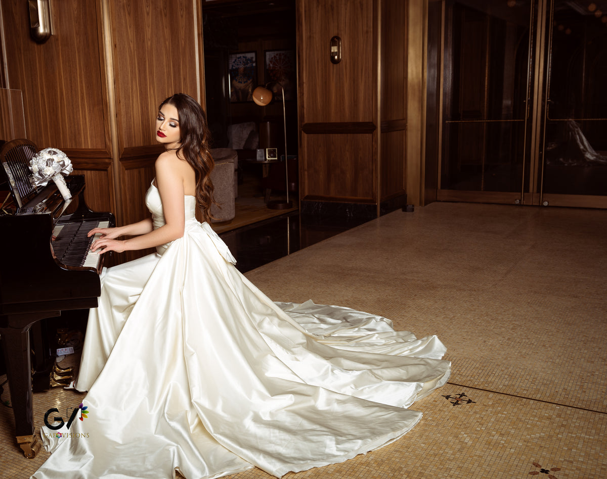 Lora Silk Mermaid Wedding Dress – silk mermaid tube wedding dress, view 2 of 8
