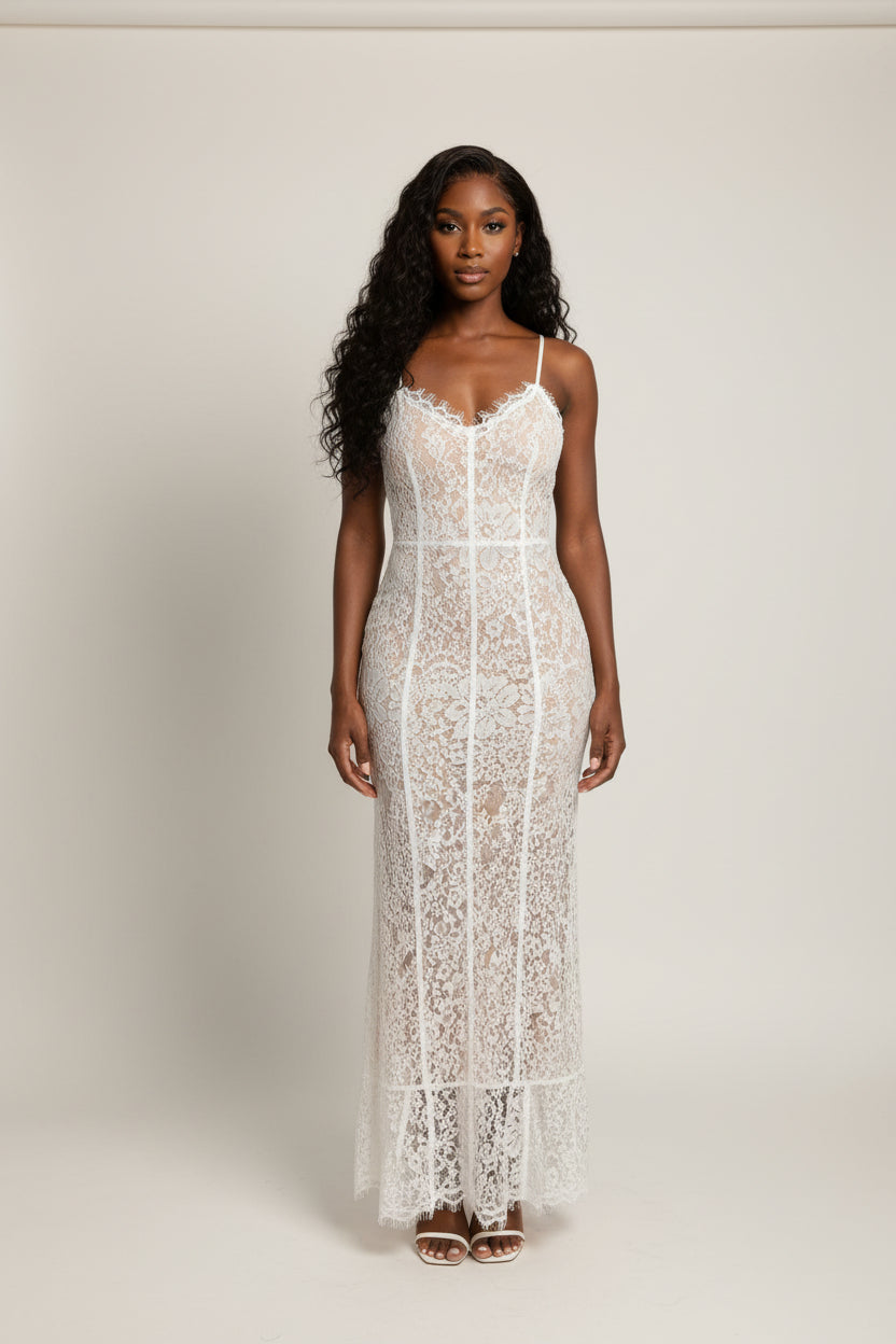 White lace fabric on a brown textured surface