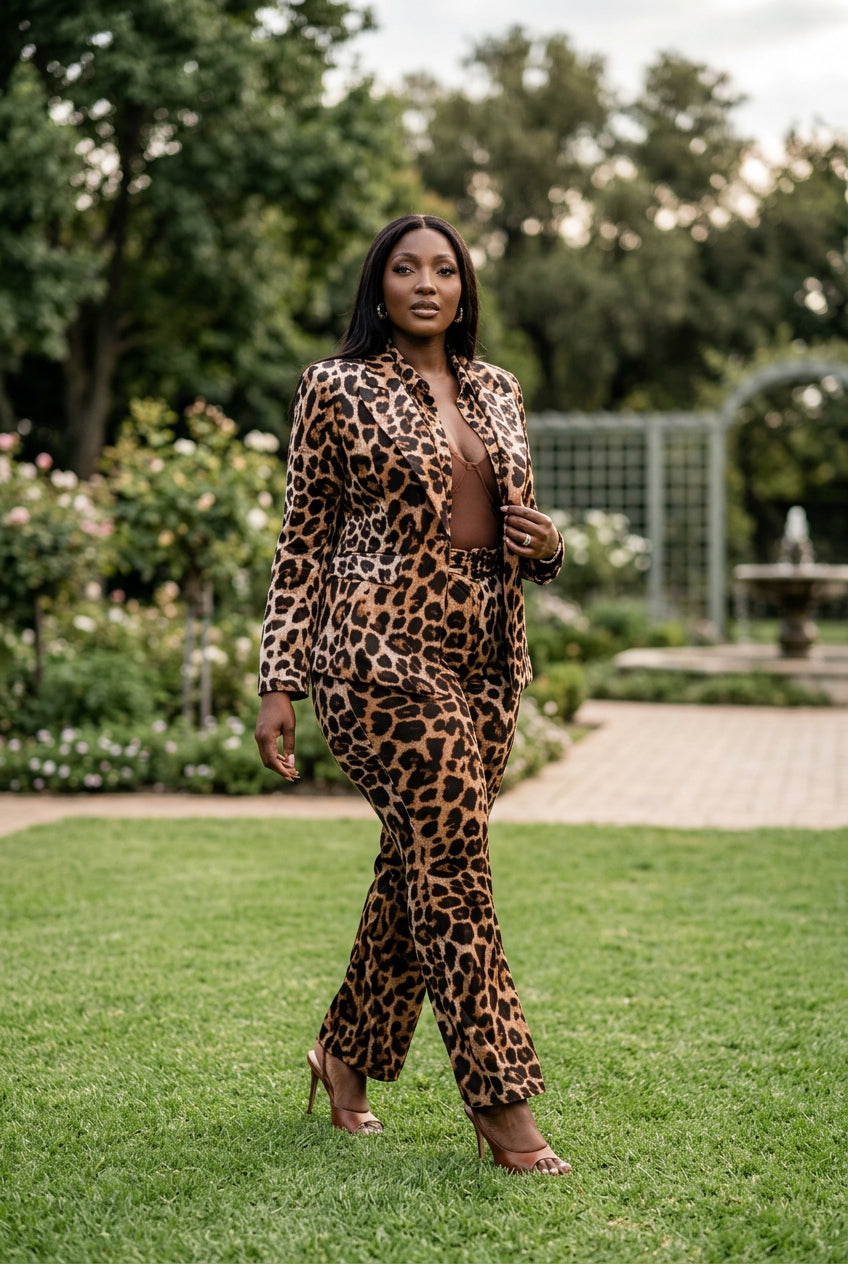 LEOPARD SKIN PANT SET