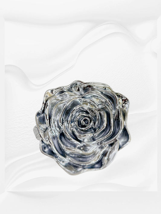 Sleek silver rose purse