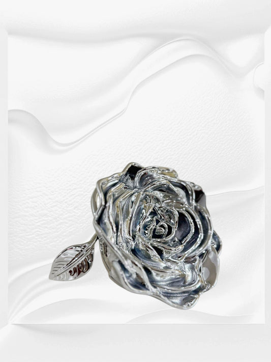 Sleek silver rose purse