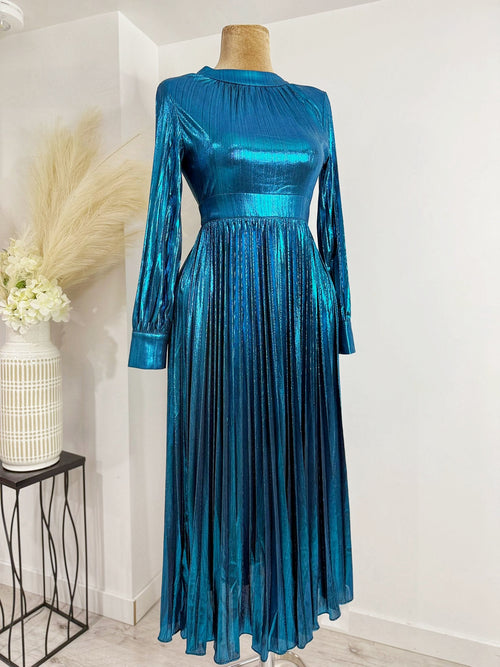 Shimmering blue metallic dress – Blue Metallic Dress by House of TML