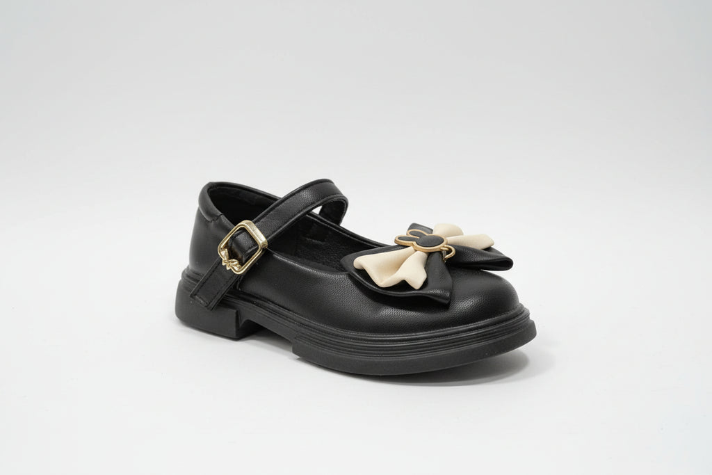 Black Ballet Flats with Bow Detail