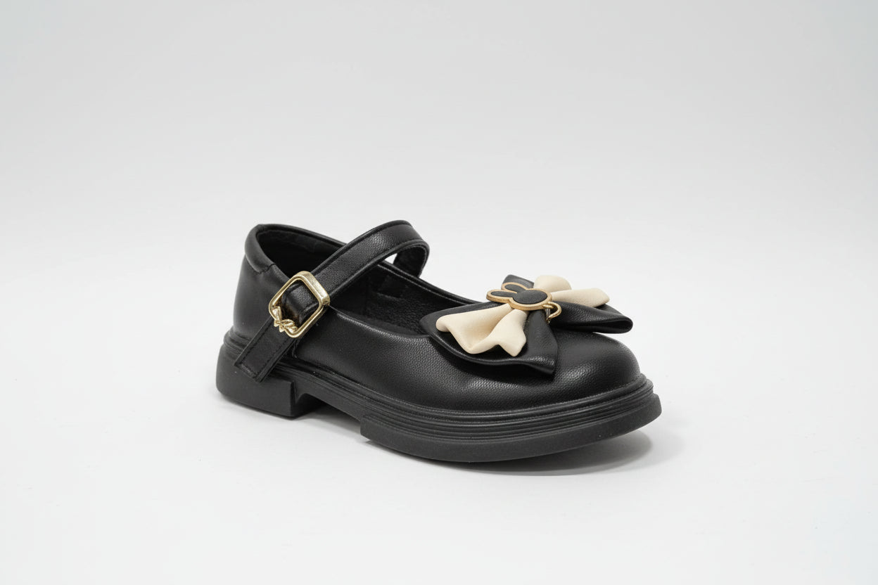 Black Ballet Flats with Bow Detail