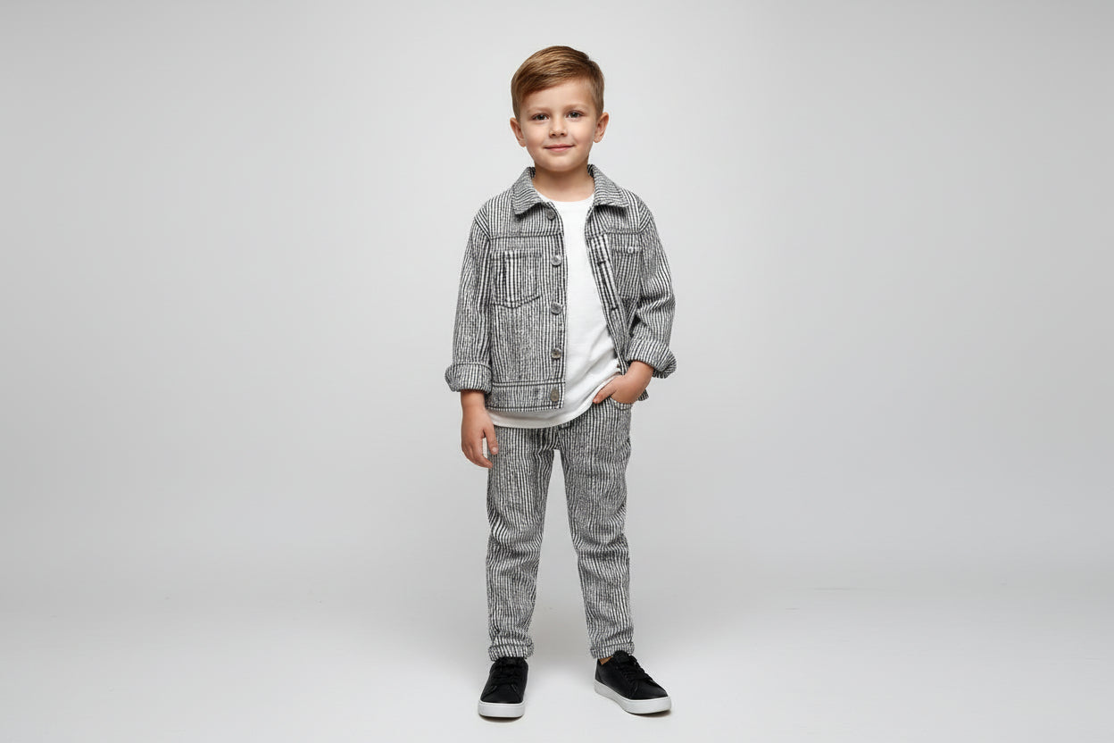 Boys Striped Denim Jacket and Pants