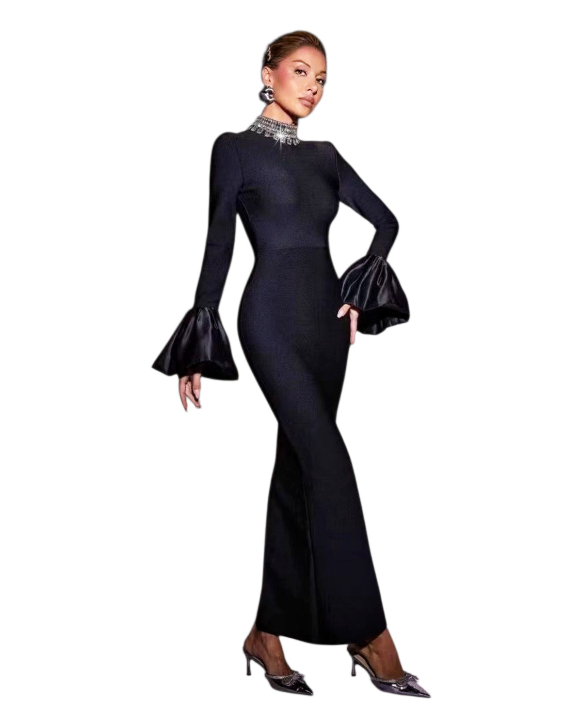 Black bodycon gown – Shannel Black Bodycon Dress by House of TML