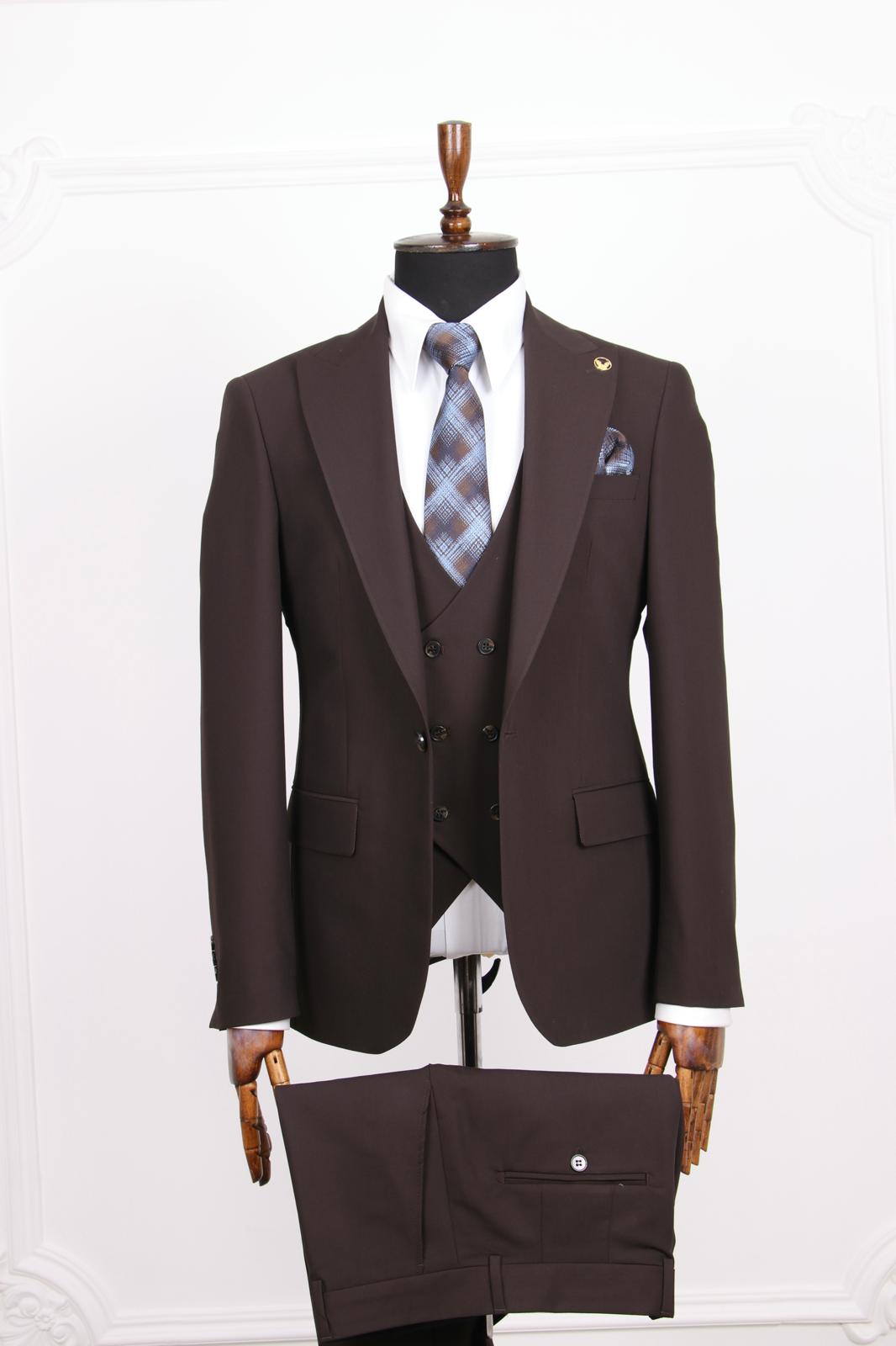 Espresso Elegance Three-Piece Suit