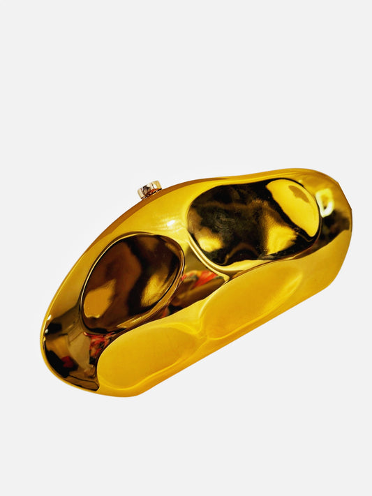 Shimmering glossy gold purse