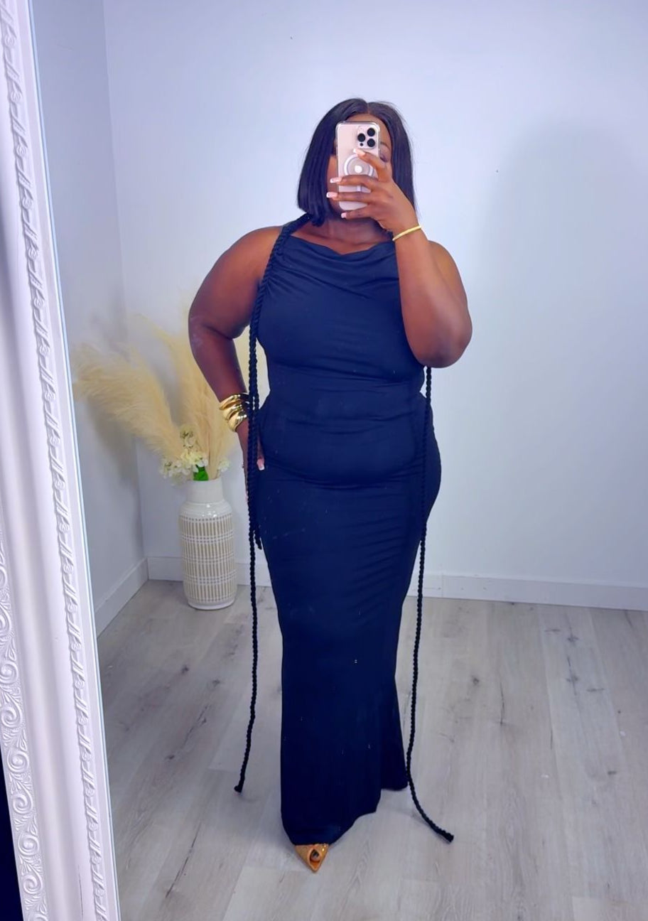 Backless sweet woven sleeveless dinner dress