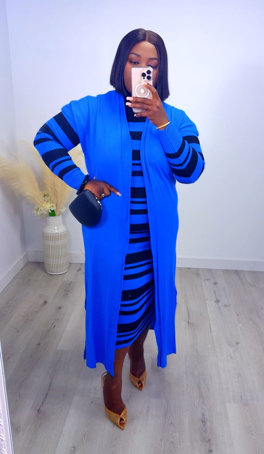 Royal Blue Striped Knit Set