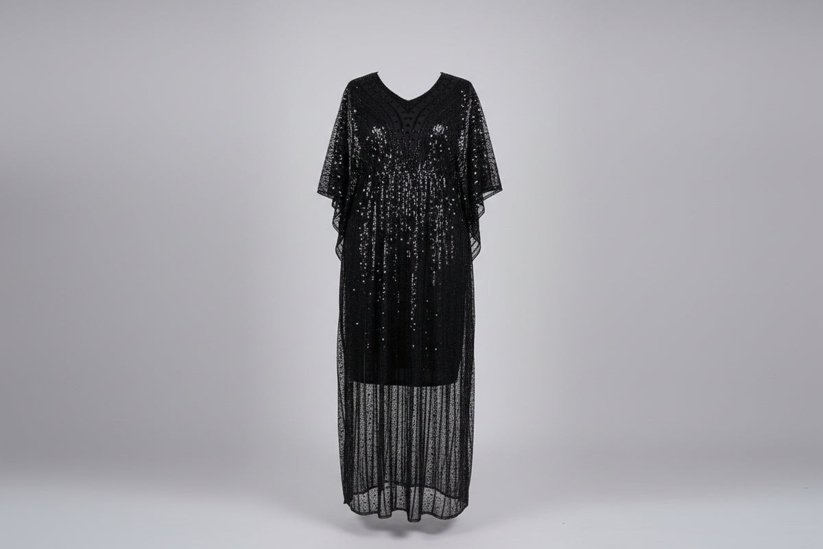 Black floor-length glitz kaftan – Midnight Glitz Kaftan by House of TML