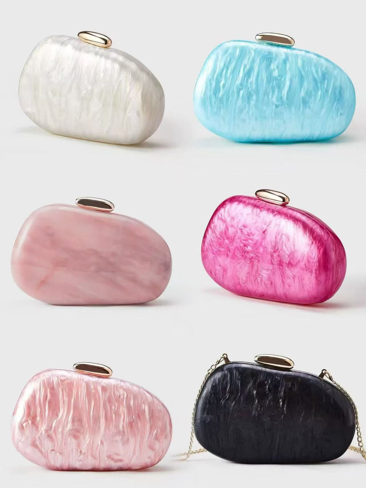 Iridescent stone-shaped clutch – Aurora Stone Clutch by House of TML