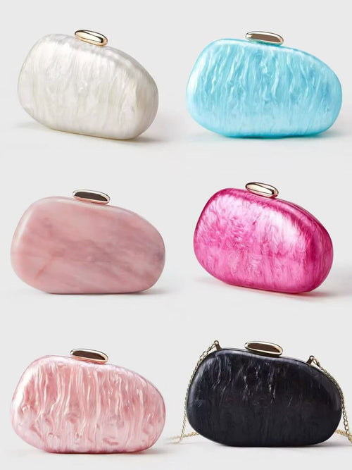 Iridescent stone-shaped clutch – Aurora Stone Clutch by House of TML