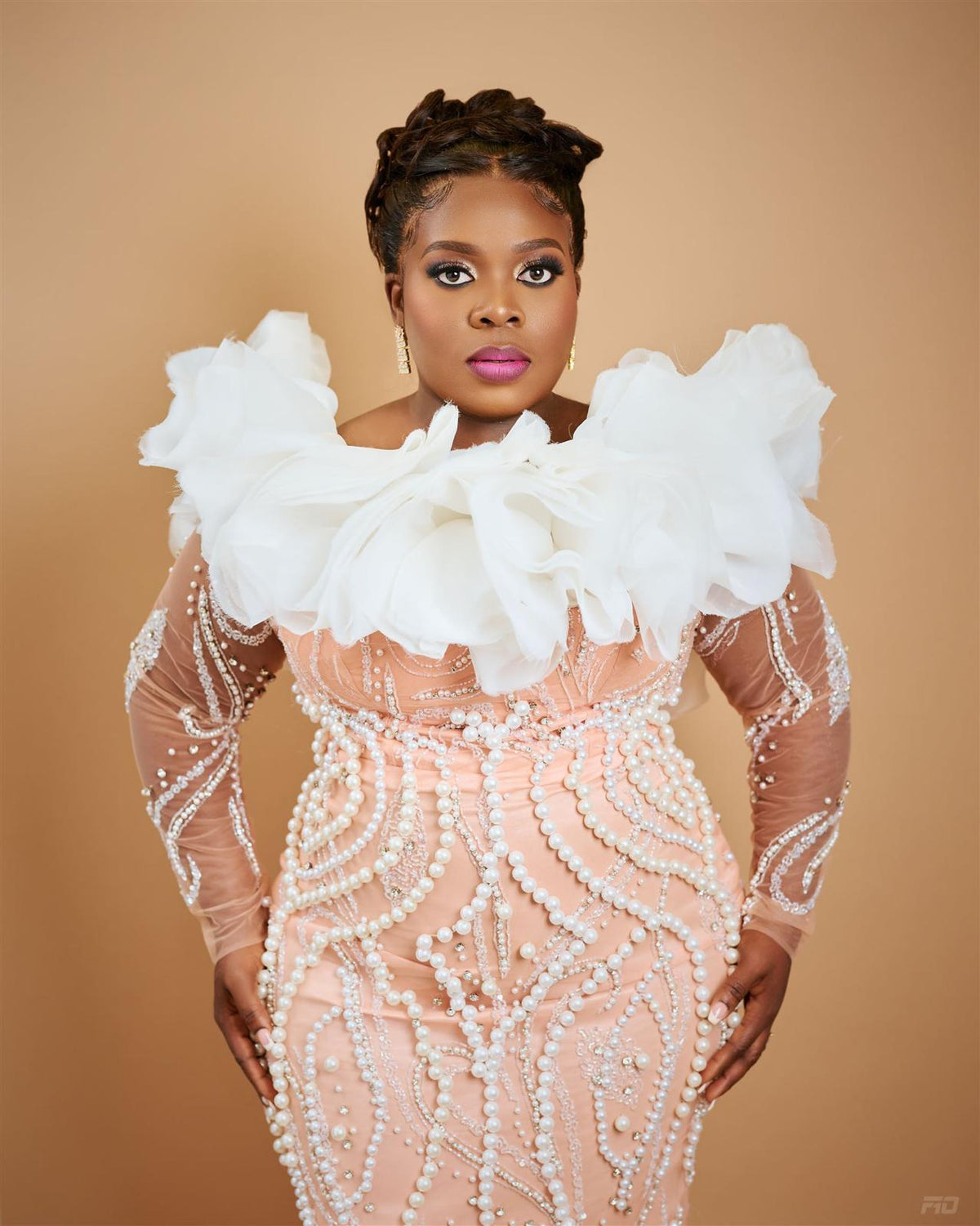 Peach beaded custom dress – TMLux Custom Beaded Dress by House of TML