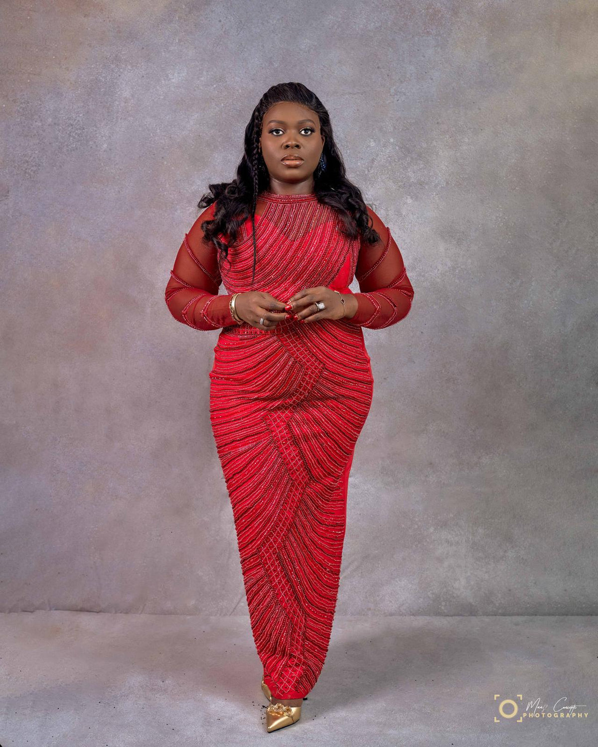 Red Stone Luxe Pattern Dress – red stone-embellished dress, view 2 of 2