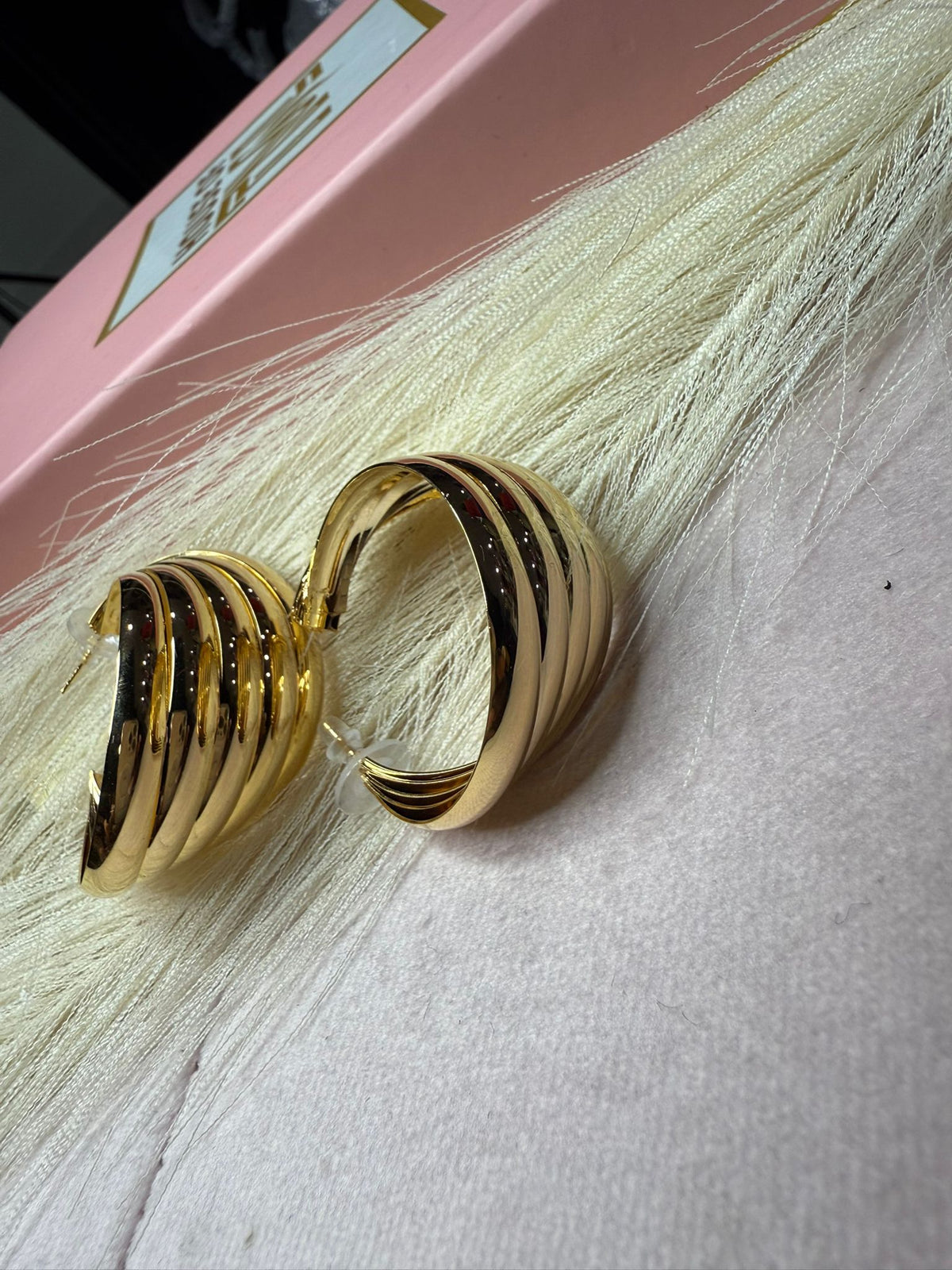 Aurea Wave Hoop Earrings – gold wave hoop earrings, view 3 of 3