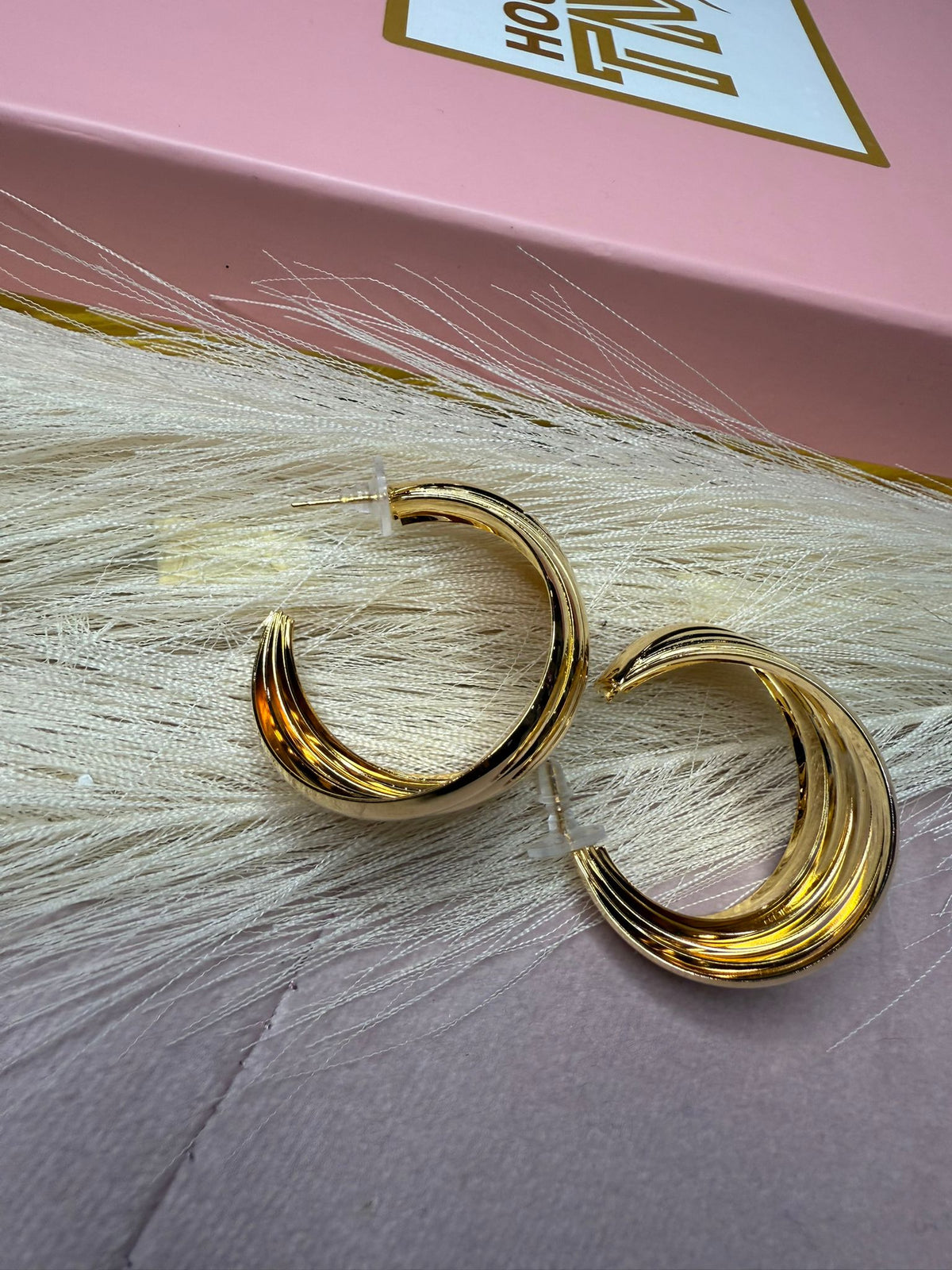 Aurea Wave Hoop Earrings – gold wave hoop earrings, view 2 of 3