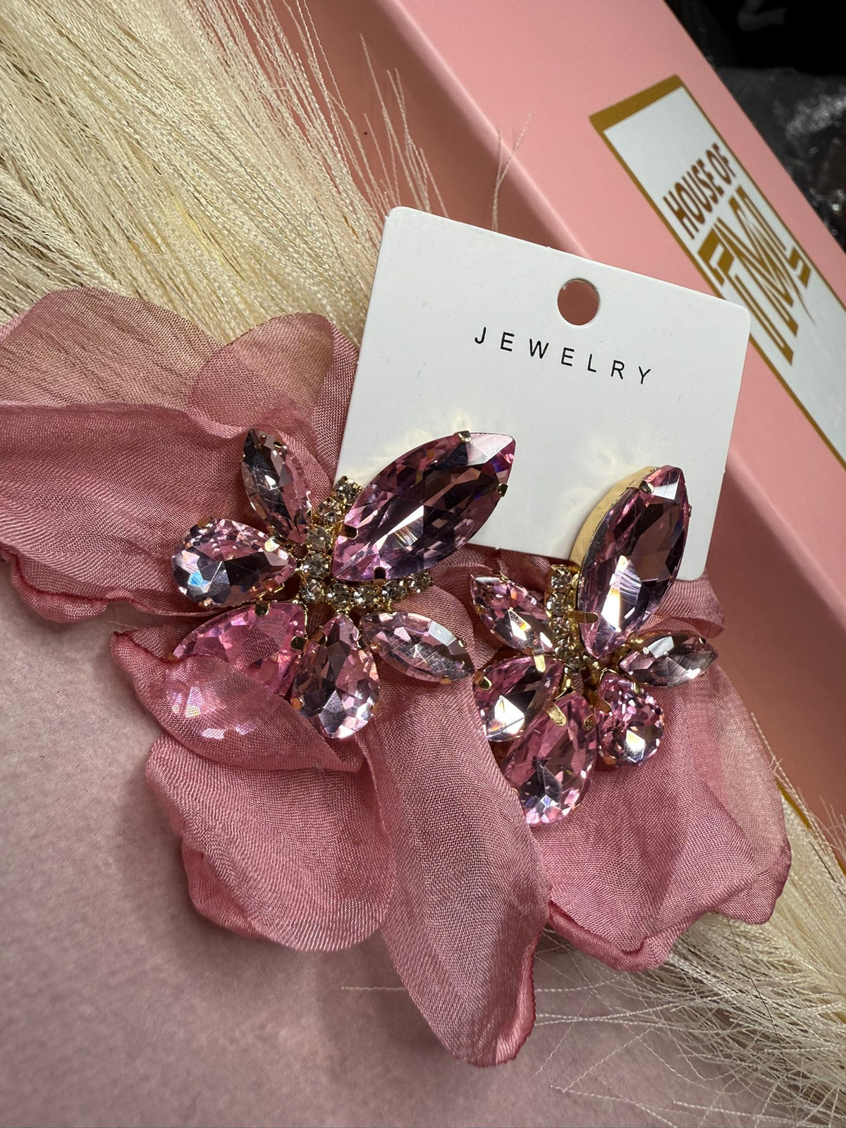 Crystal Whisper Floral Earrings – crystal floral earrings, view 3 of 3