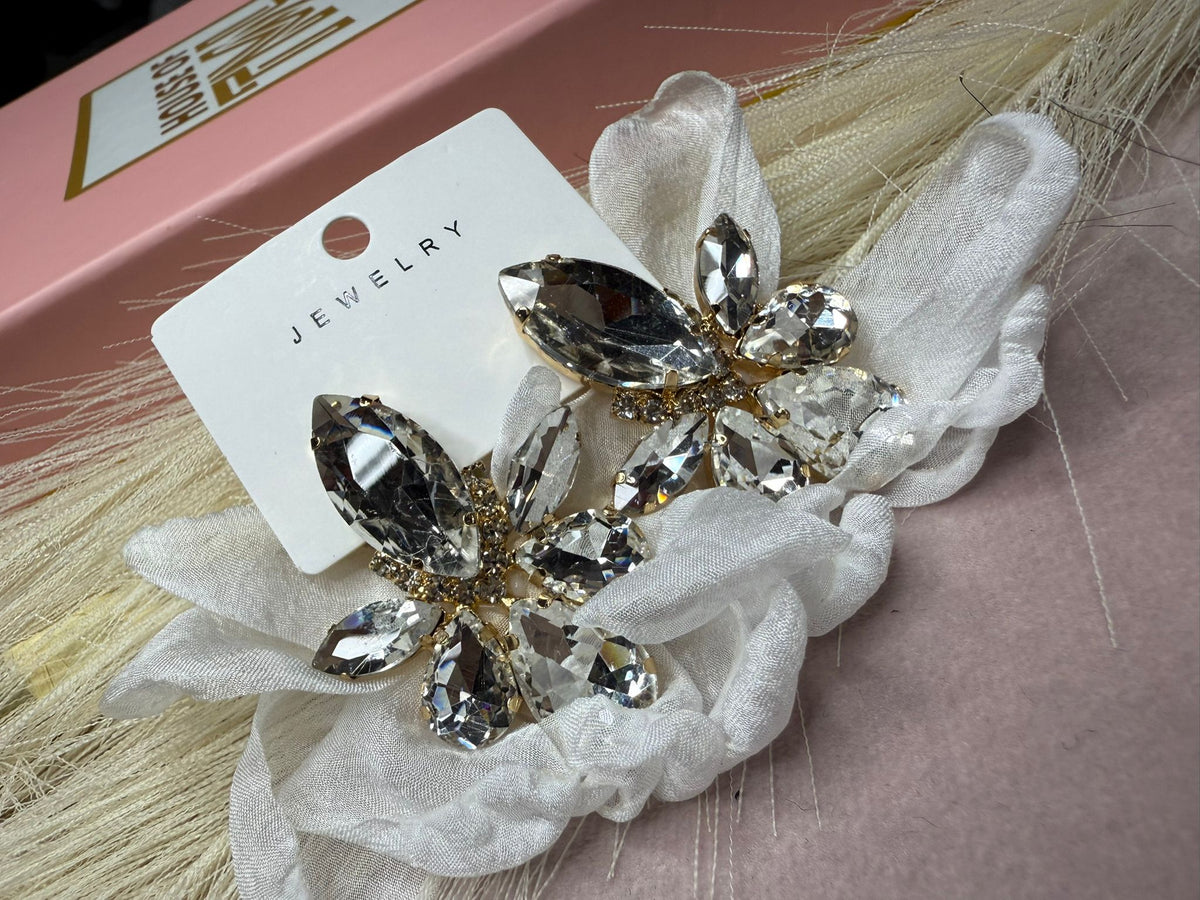Crystal floral earrings – Crystal Whisper Floral Earrings by House of TML