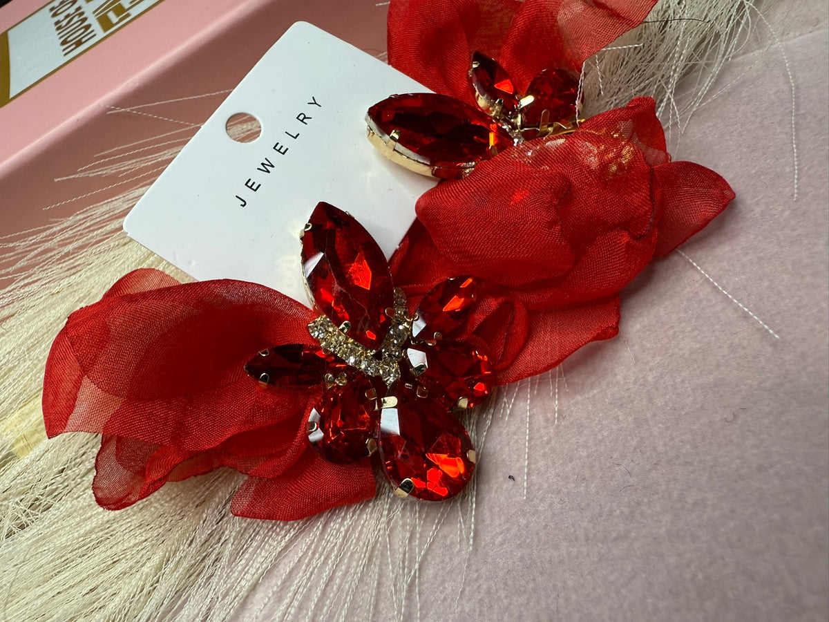 Crystal Whisper Floral Earrings – crystal floral earrings, view 2 of 3