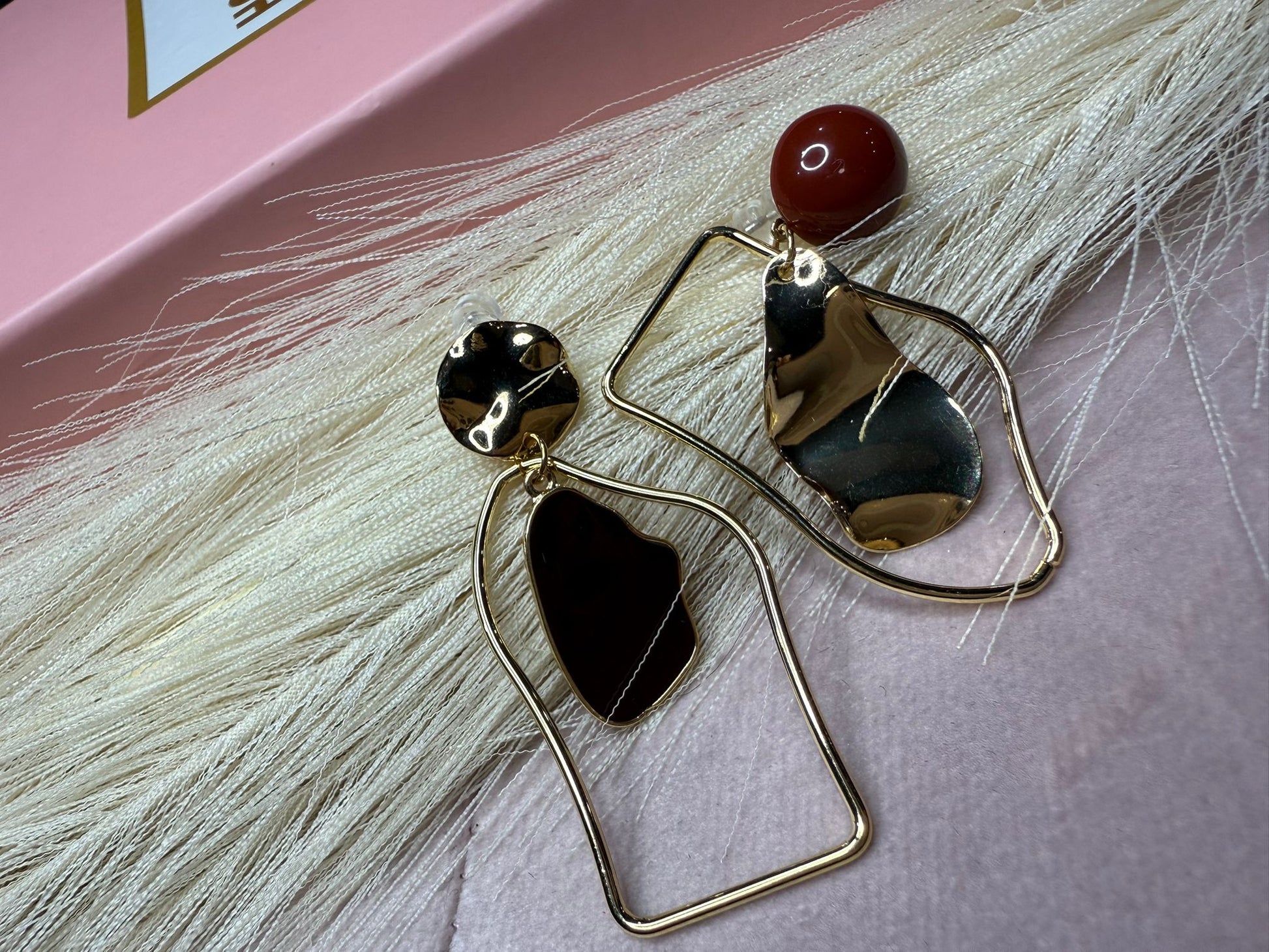 Crimson Orbit Drop Earrings