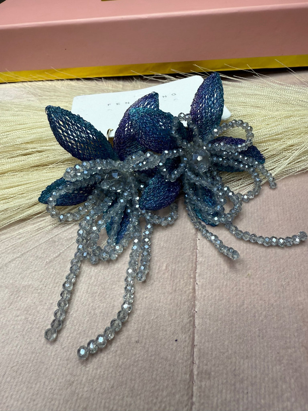Beaded metallic flower brooch – Midnight Bloom Beaded Brooch by House of TML