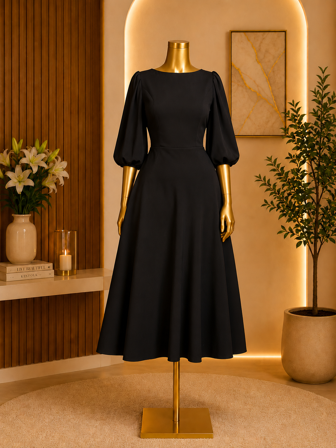CLASSIC BLACK MIDI DRESS