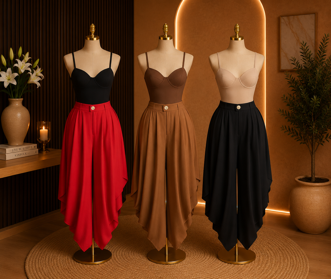 ASYMMETRIC DRAPED PALAZZO
