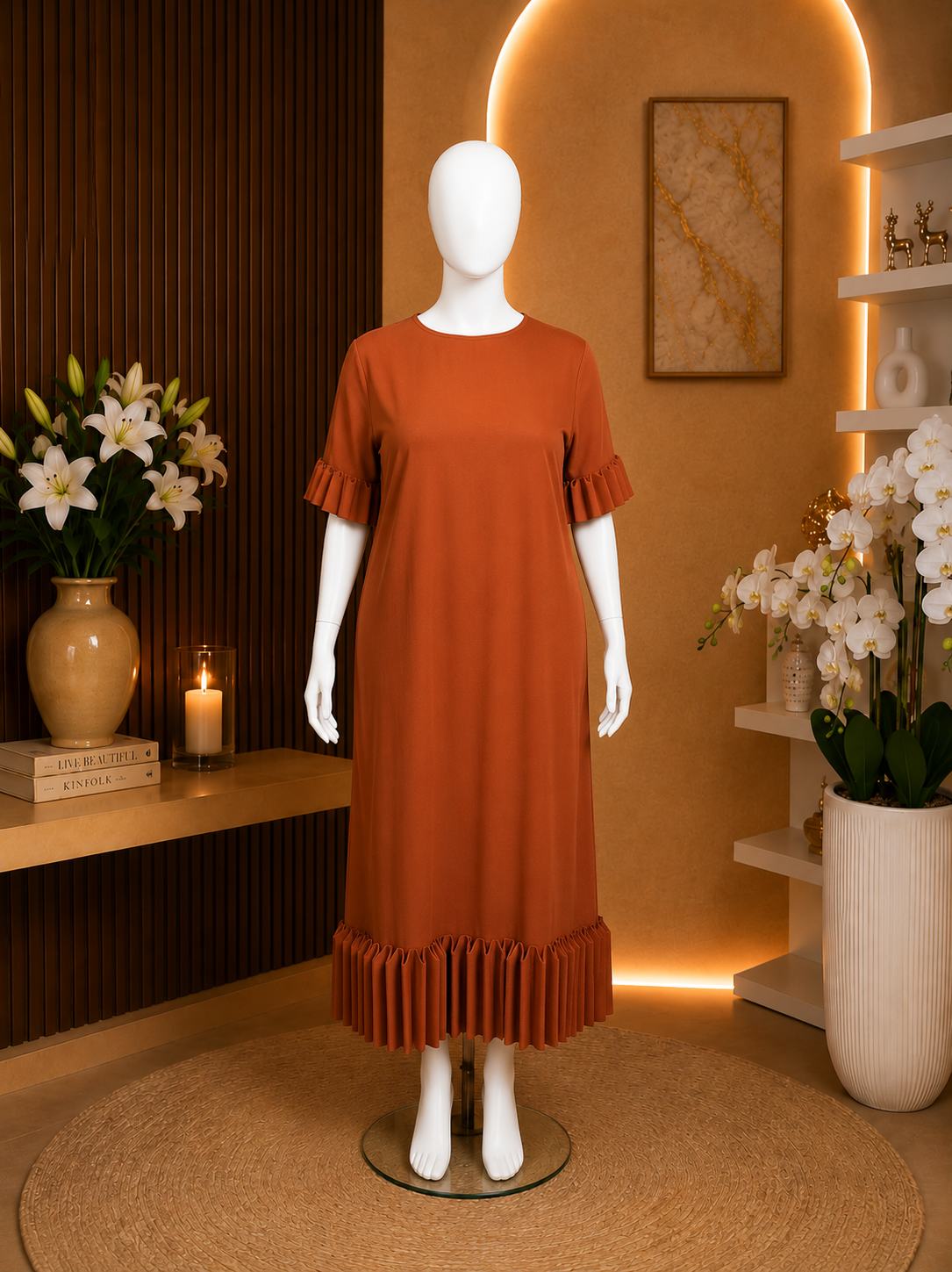 ELEGANT RUFFLE HEM MIDI DRESS