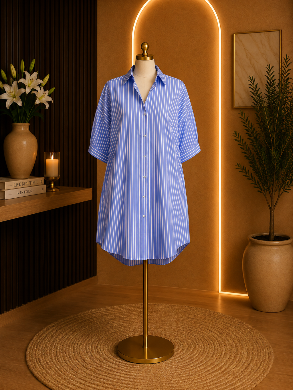 OVERSIZED STRIPED SHIRT DRESS