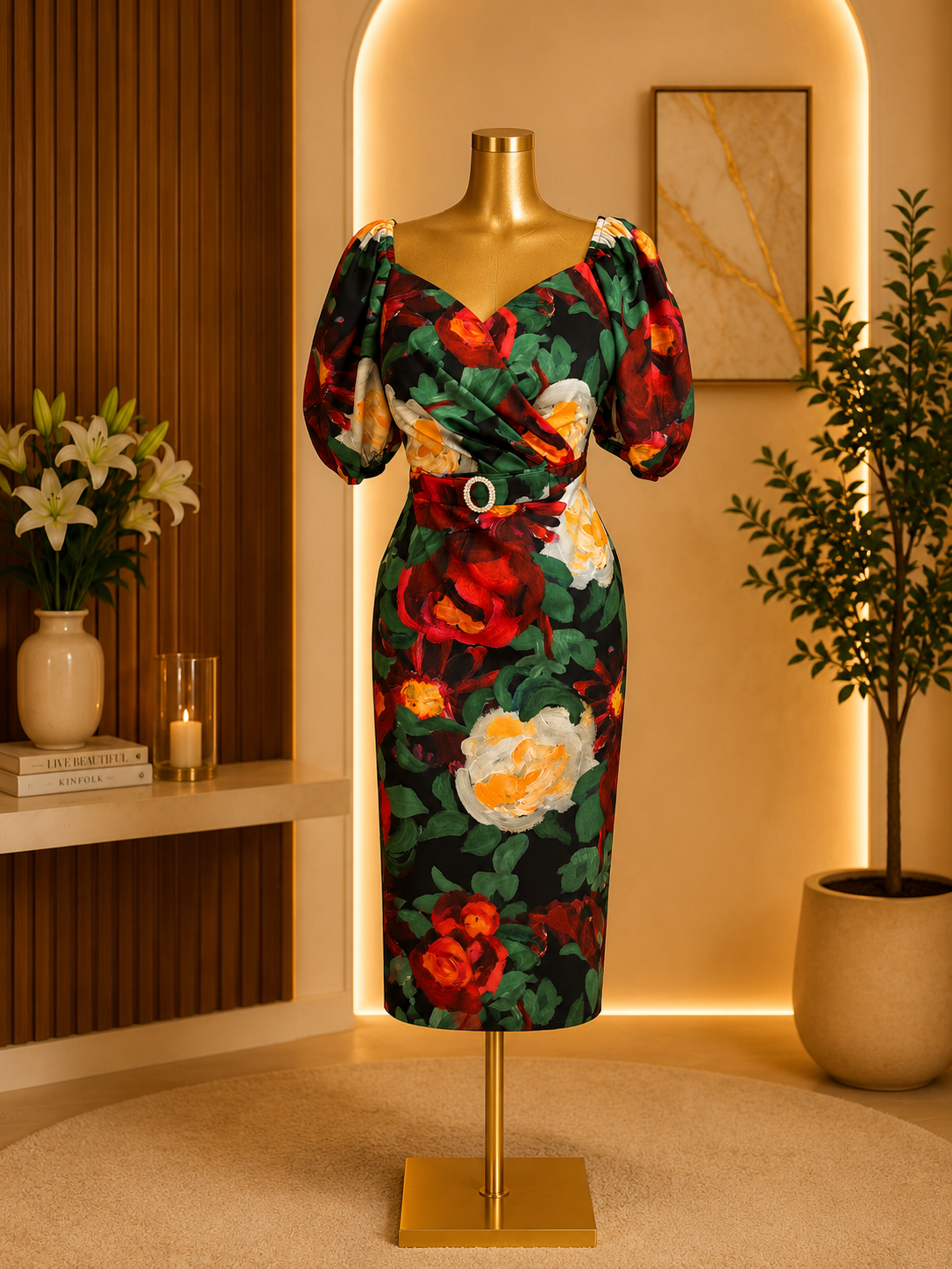 FLORAL PRINT MIDI DRESS