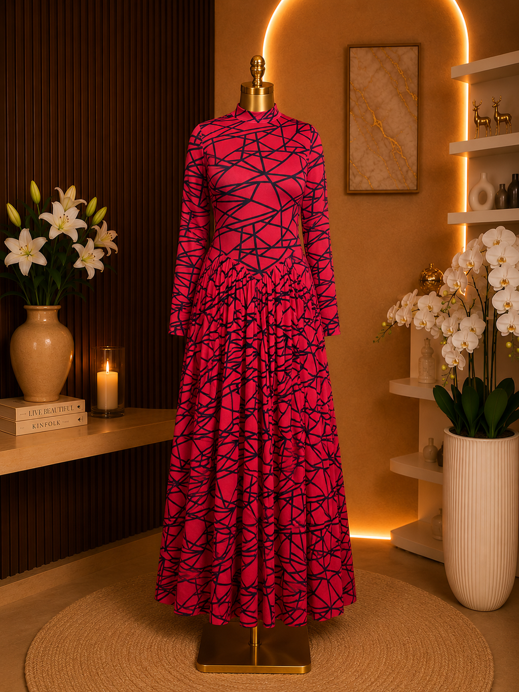 GEOMETRIC PRINT MAXI GOWN