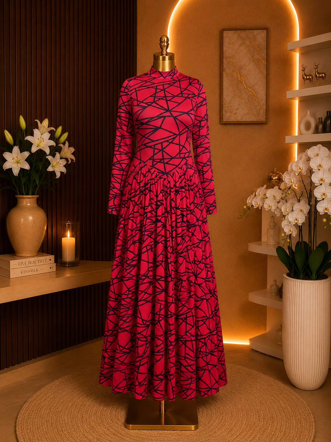 GEOMETRIC PRINT MAXI GOWN