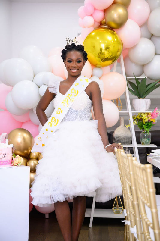 WHITE RUFFLE DRESS WITH SASH image 0