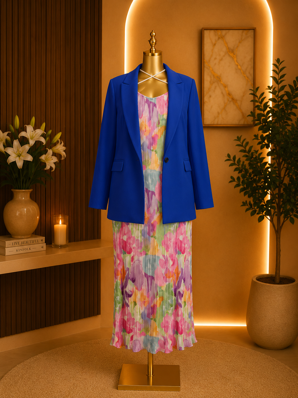 FLORAL PLEATED MAXI DRESS SET