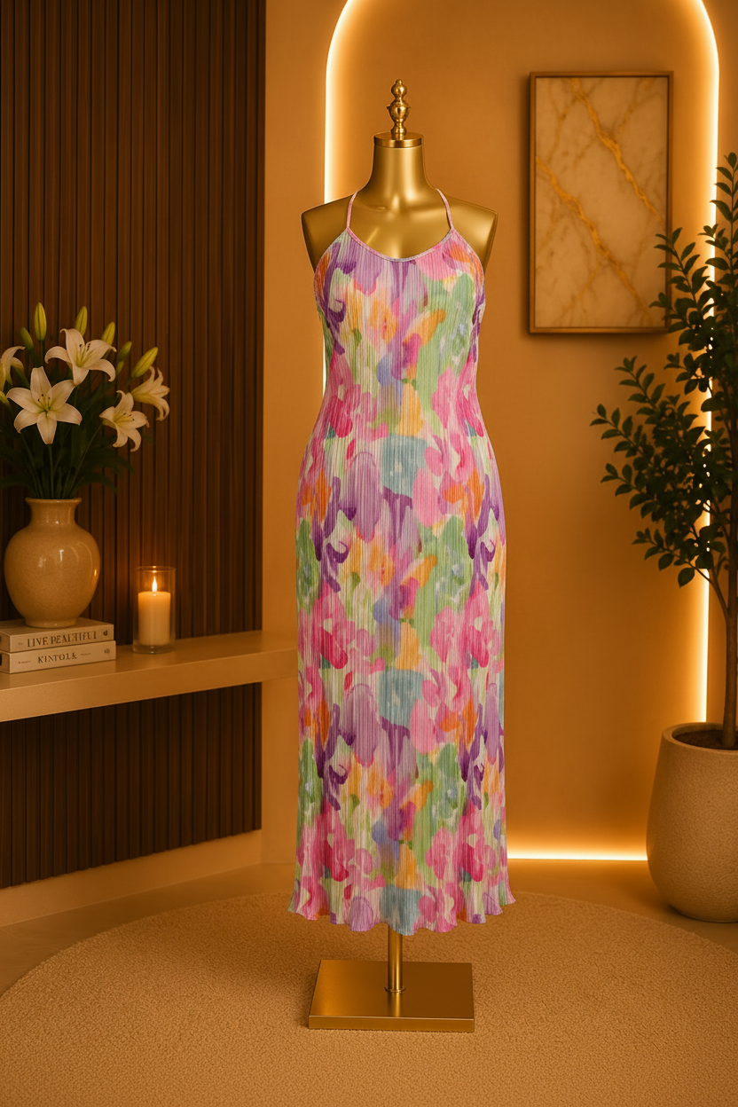 FLORAL PLEATED MAXI DRESS SET